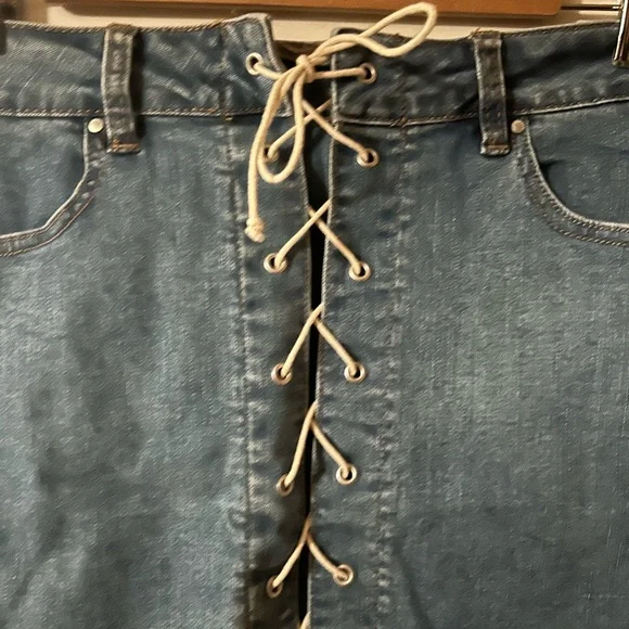 PacSun Blue Jean Lace-Up Front Denim Sexy Mini Short Skirt 28 - Picture 1 of 4